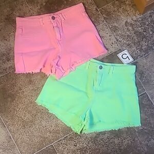 Vibrant Pink and Green Women Shorts